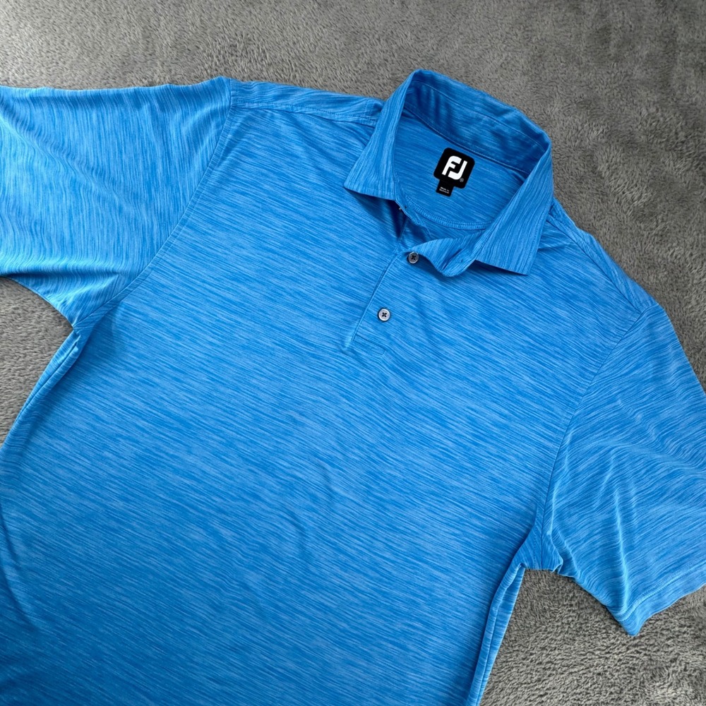 FootJoy FJ Men's Blue Heathered Golf Polo Shirt Short Sleeve Size Medium
